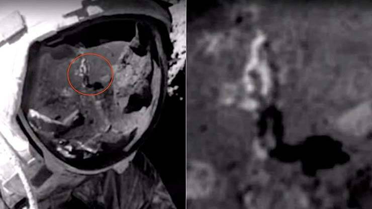 Curiosamente, a imagem do homem na superfície lunar não carregava a mochila de segurança que os astronautas usavam durante as missões espaciais
