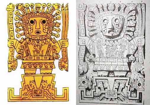 Representações do Senhor dos cajados (ou Viracocha), como o esculpido na Puerta del Sol