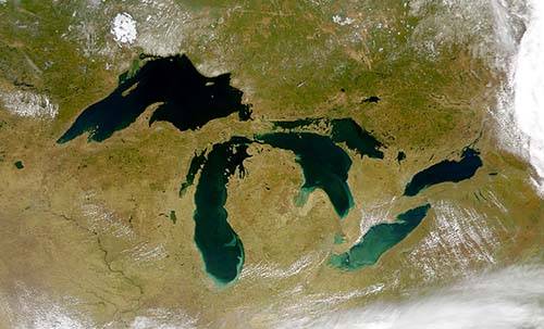 Imagem de satélite dos Grandes Lagos