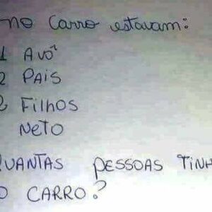 Desafio! No carro estavam: 1 avô, 2 pais, 2 filhos e 1 neto…