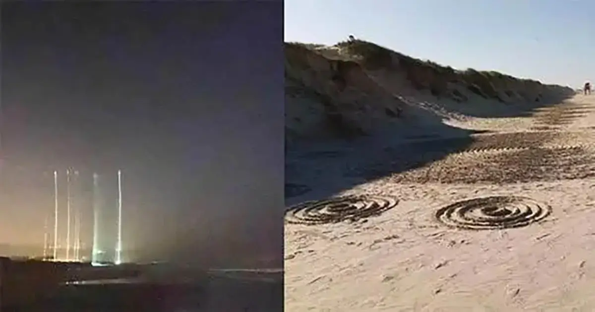 Círculos misteriosos aparecem na areia de uma praia brasileira após avistamentos de luzes misteriosas