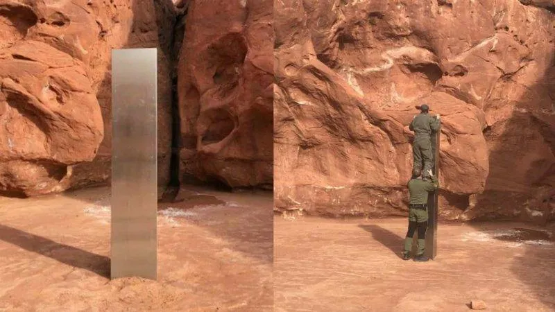 Alienígenas ou artistas Um monólito metálico de 3 metros de altura surgiu do nada em Utah