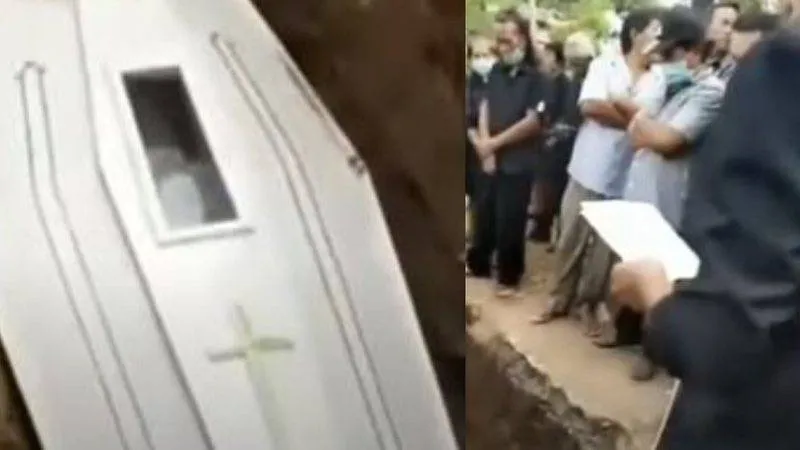 Um vídeo mostra o momento terrível quando um cadáver se move dentro de um caixão