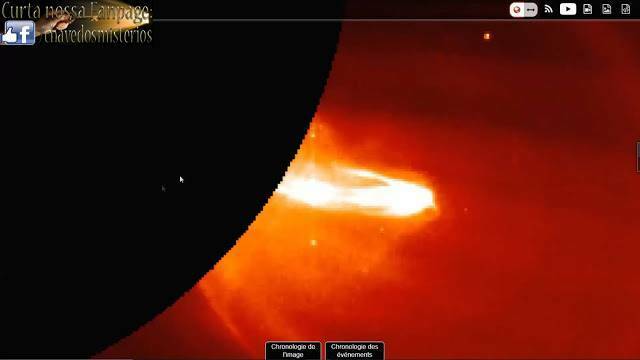Sonda espacial SOHO fotografa uma nave espacial enorme usando o sol como portal estelar.