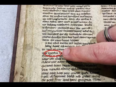 Detalhe de um dos fragmentos mostrando o nome Merlin