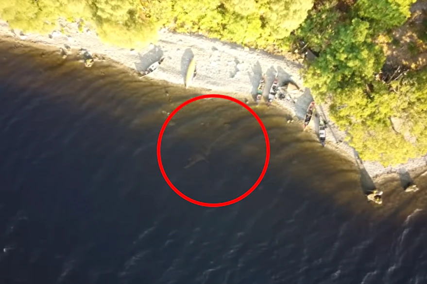 Foto do drone: Devido à forma da figura, muitos afirmam que é o monstro do Lago Ness.