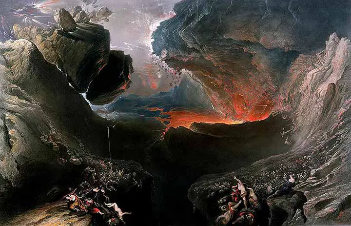 La Fin Du Monde: A pintura de John Martin segue de perto uma seção do Apocalipse de João, retratando o colapso do mundo material sob a ira divina