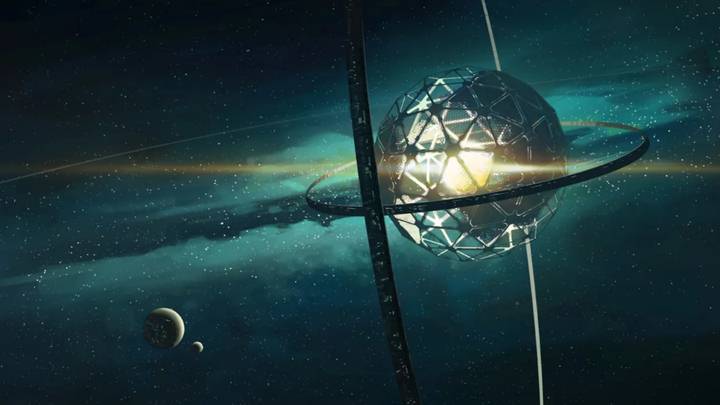 Esfera Dyson: Uma concha esférica de tamanho astronômico em torno de uma estrela, o que permitiria que uma civilização do Tipo II aproveitasse ao máximo a luz e a energia térmica da estrela.