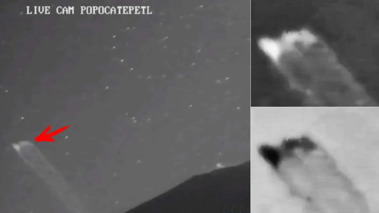 Imagens ao vivo do vulcão Popocatepetl mostraram um OVNI disparando para o céu