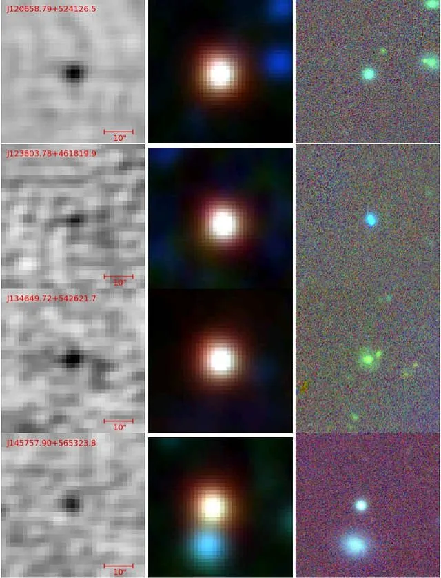 Imagens de galáxias através de espectros eletromagnéticos.
