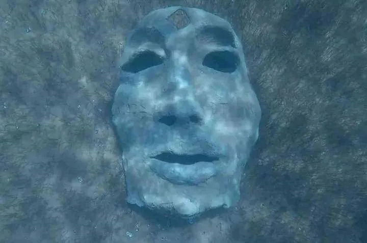Imagem da máscara submersa.