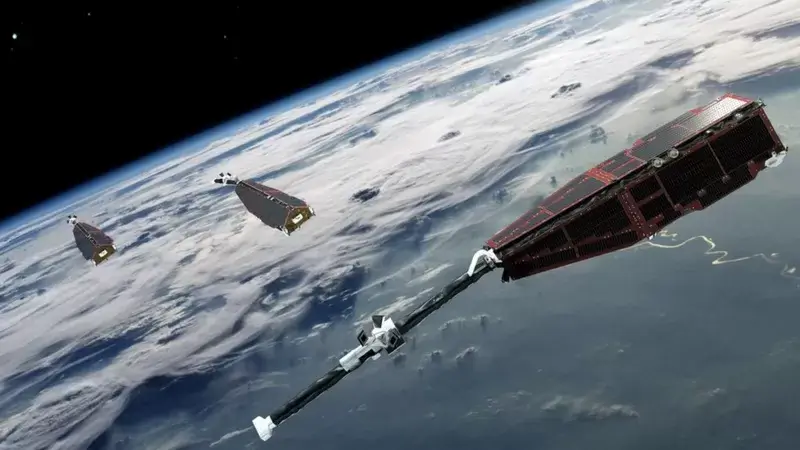 Os satélites Swarm satellites foram lançados em 2013 para estudar o campo magnético da Terra.