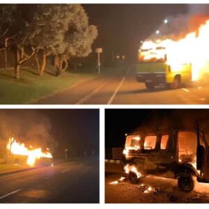 Um fantasma dirige um ônibus em chamas por uma estrada na Nova Zelândia