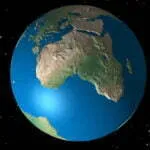 Assim será o Hemisfério Oriental se for implementado o cenário ANNO.DOMINI, ou seja, o Polo Sul é a Terra do Fogo, o Polo Norte é Chita.