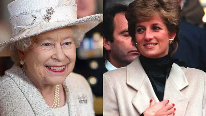 Rainha Elizabeth II e Princesa Diana.