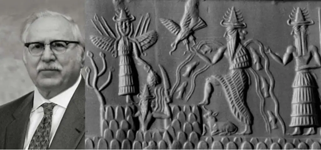 Zecharia Sitchin e tabuleta da mitologia suméria.