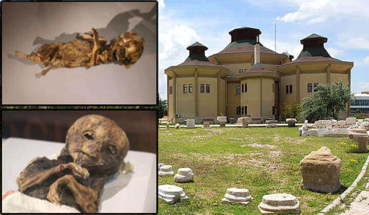 Esquerda: Algumas das múmias desenterradas na região. Direita: Museu Aksaray.