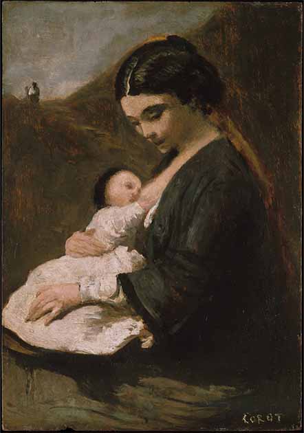 O efeito mágico dos beijos de uma mãe é um exemplo do efeito placebo em ação. Mãe e Filho de Camille Corot.
