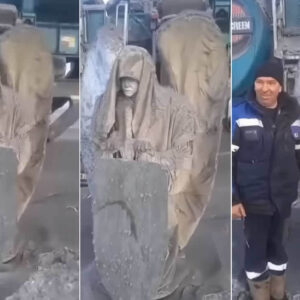 Mineiros siberianos encontram uma misteriosa “estátua de anjo” com escudo e espada