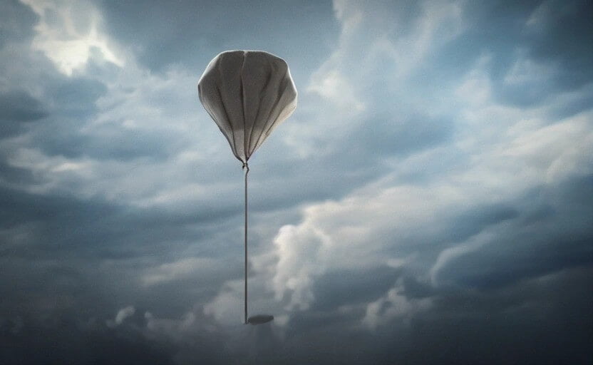 Um balão de ar quente solar com uma carga útil de microbarômetro de infra-som.