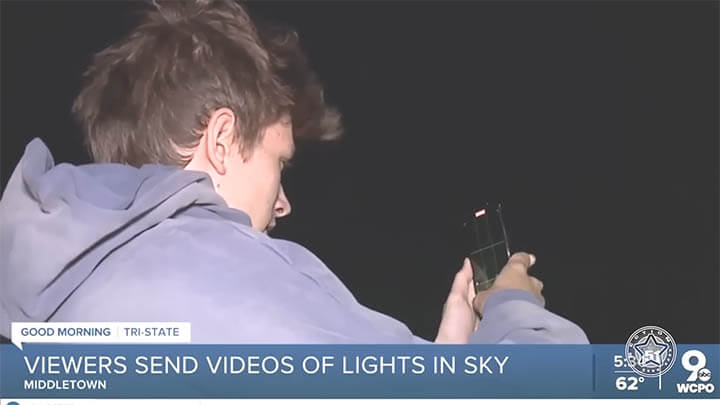Caden Little filmou o OVNI com seu telefone celular
