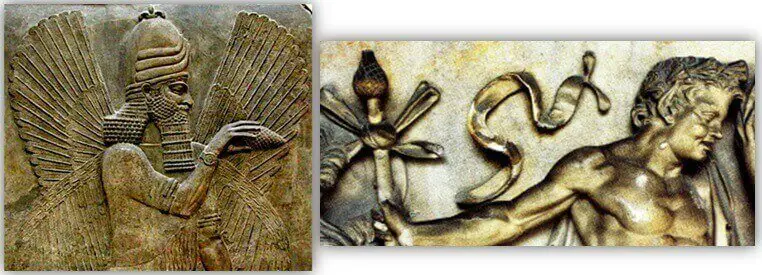 Deus sumério Anunnaki(esquerda) - Dionísio(direita)