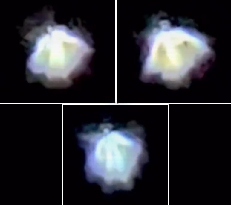 Várias capturas de imagem do estranho fenômeno no céu.