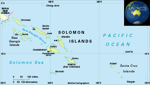 As Ilhas Salomão (Solomon Islands, em inglês) é um país independente localizado no Pacífico sul. Próximo às Salomão está a Papua Nova Guiné a oeste, Vanuatu a sudeste e Nauru a norte.