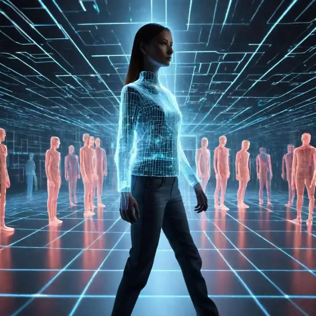 realidade holográfica simulando pessoas.