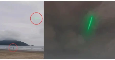 Fenômeno misterioso em Santos: um raio verde fantasmagórico