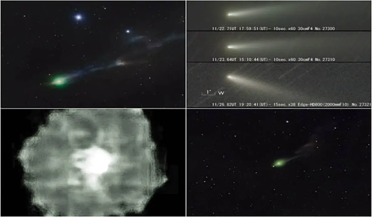 Compilação de várias recentes imagens do 3I-ATLAS obtidas por astrônomos amadores em todo mundo.