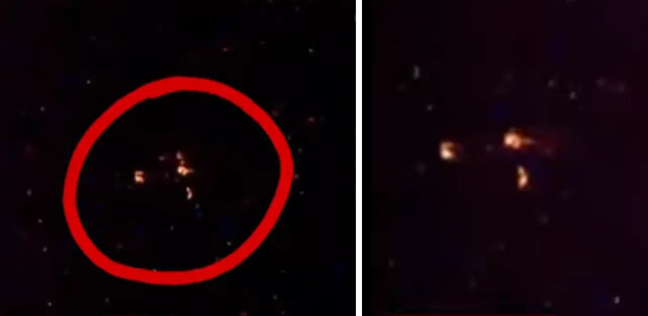 Imagens da ISS mostram um objeto triangular com propulsores vermelhos
