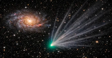 Foto do 3I/ATLAS surge inesperadamente em outra galáxia e exibe múltiplas caudas hipnotizantes